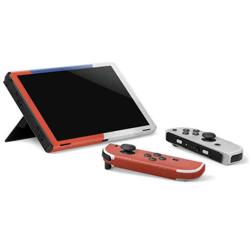 Czech Republic Flag Distressed Nintendo Switch OLED (2021) Skin